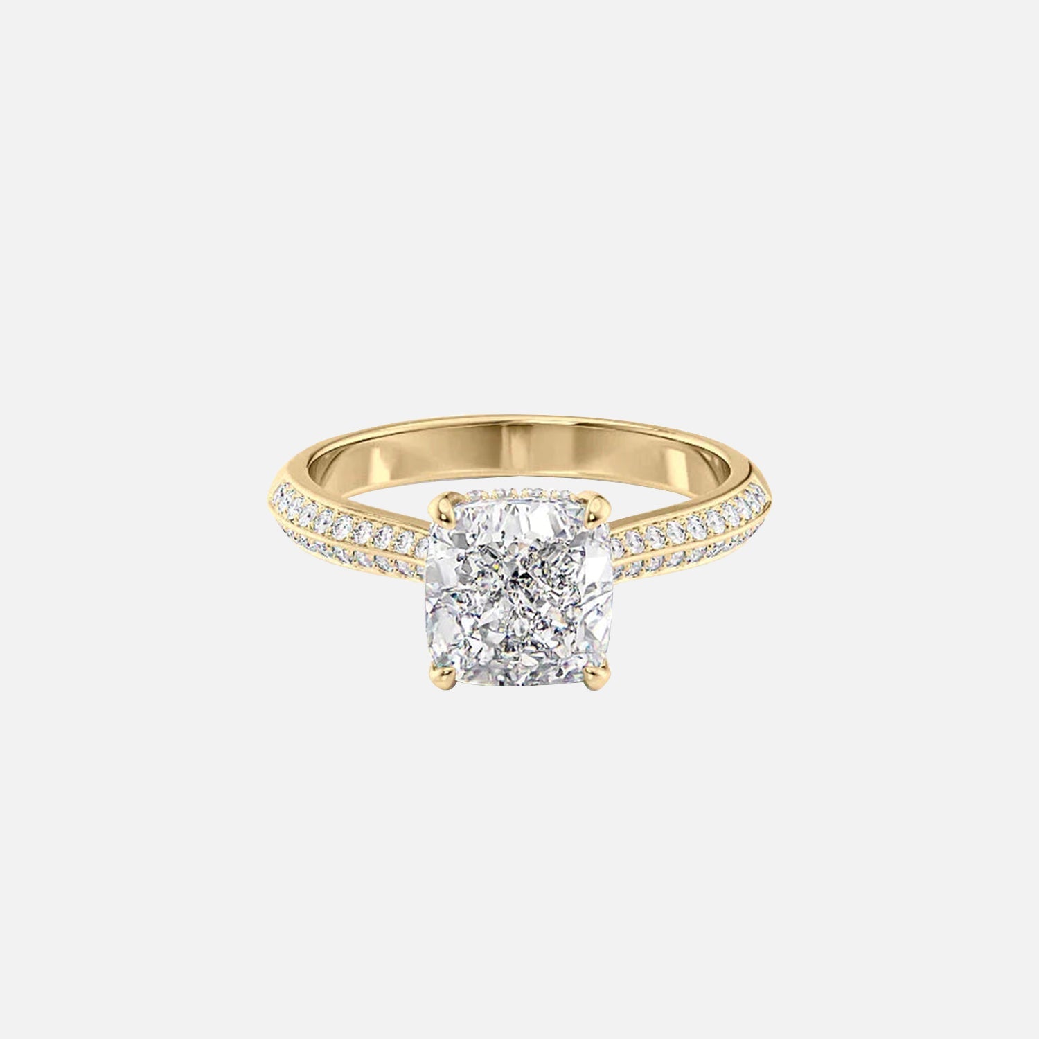 The Kayla Cushion Moissanite Ring 14k Yellow Gold 001