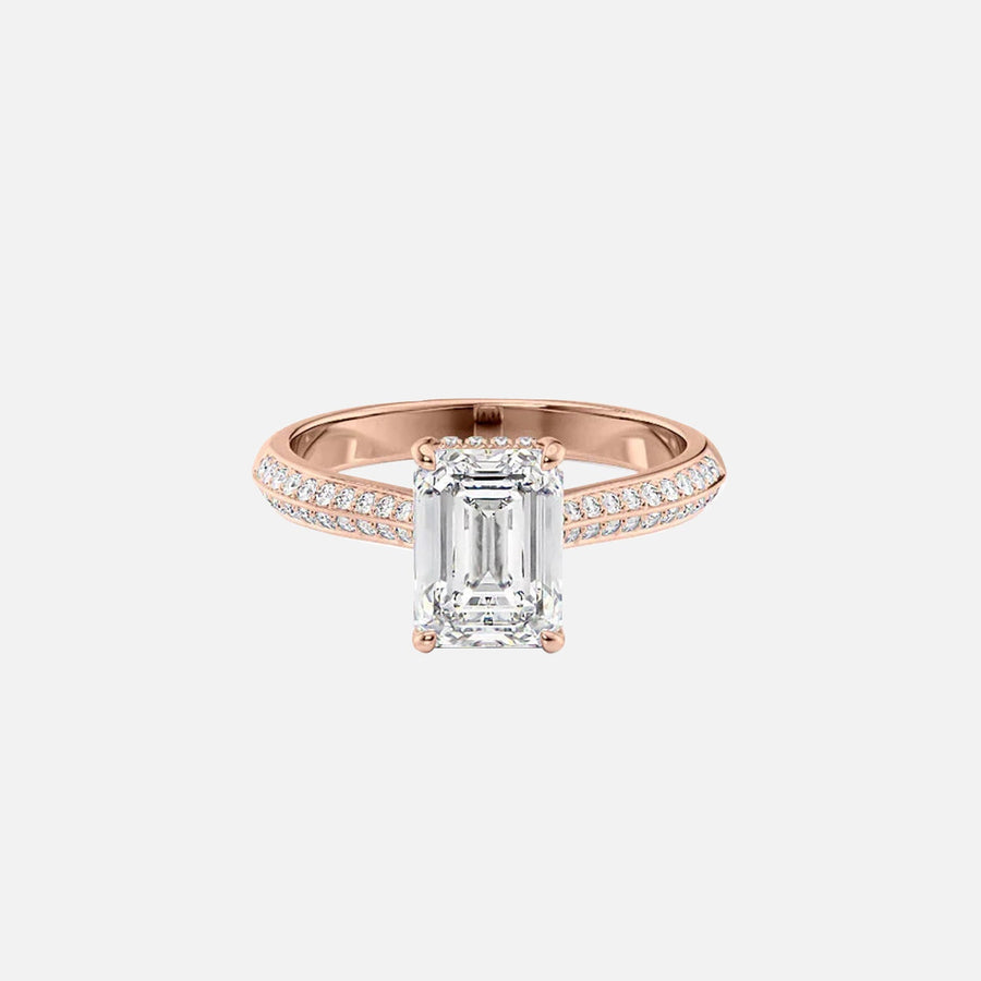  The Kayla Emerald Lab Diamond Ring 14k Rose Gold 001