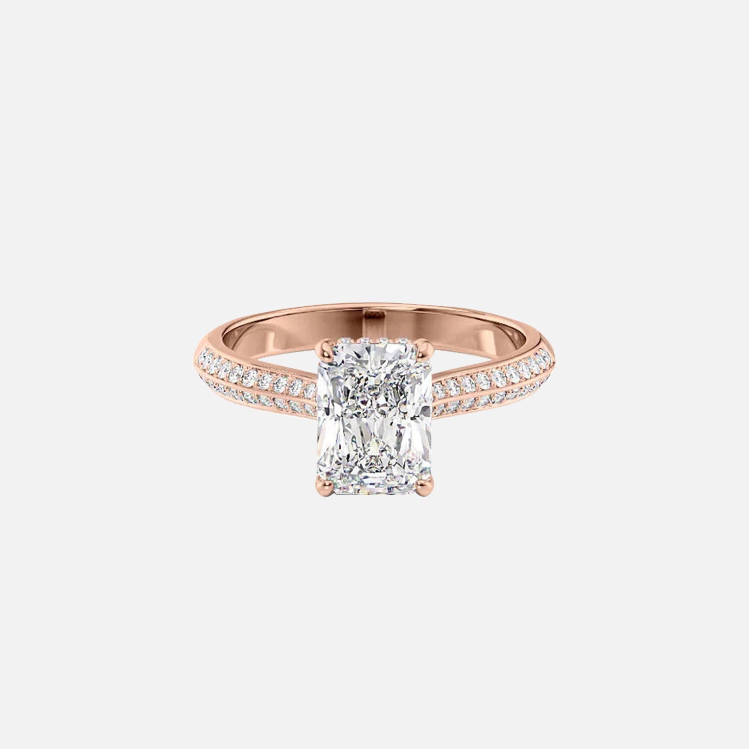  The Kayla Radiant Moissanite Ring 14k Rose Gold 001