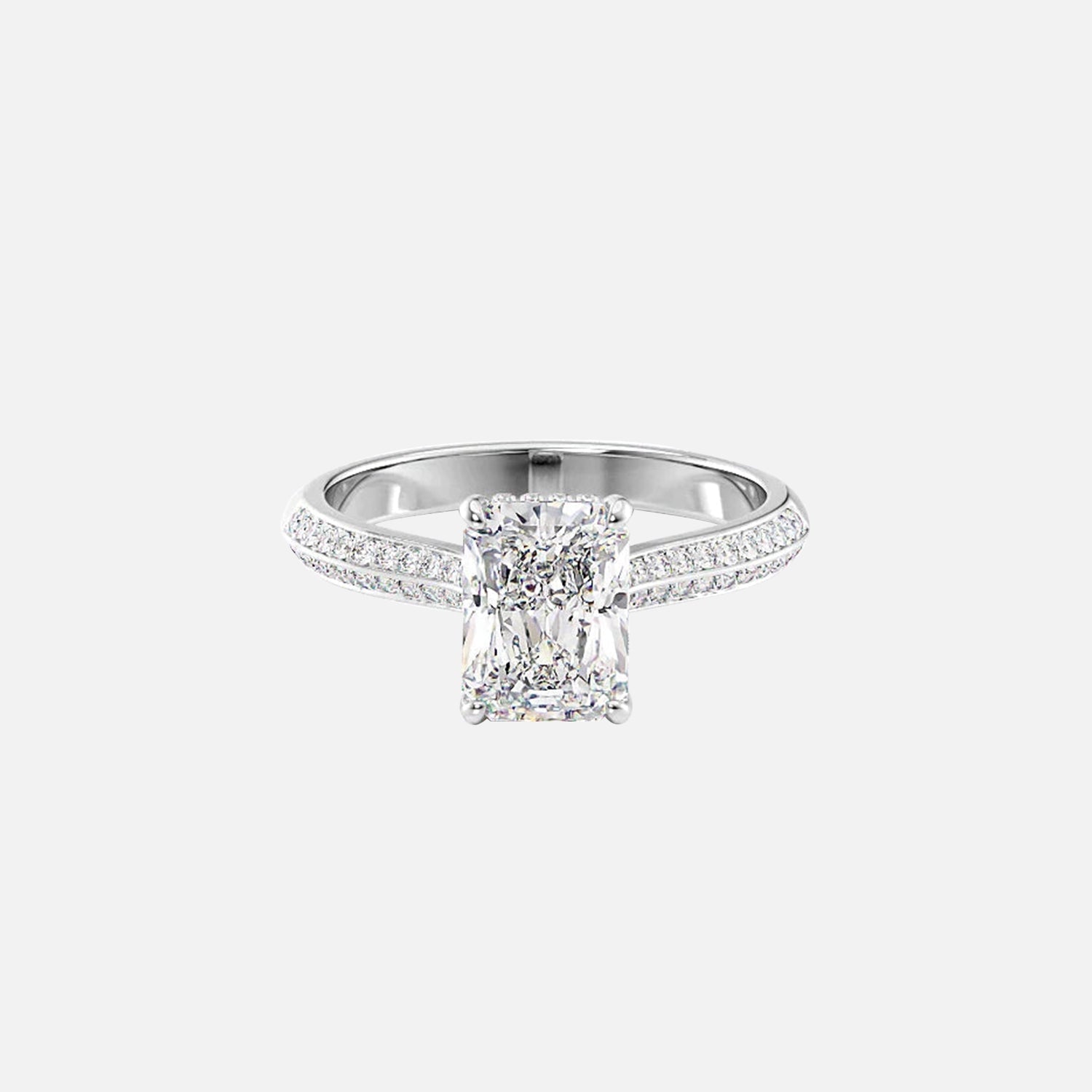  The Kayla Radiant Moissanite Ring 14k White Gold 001