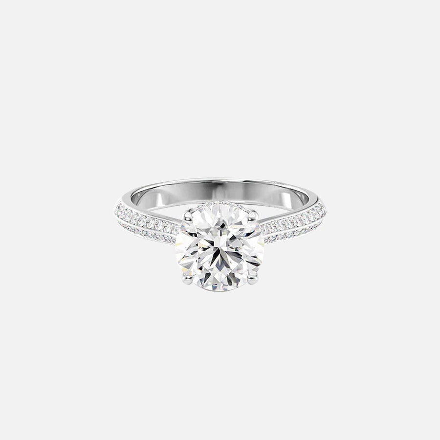 The Kayla Round Moissanite Ring 14k White Gold 001
