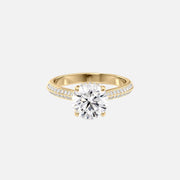 The Kayla Round Moissanite Ring 14k Yellow Gold 001