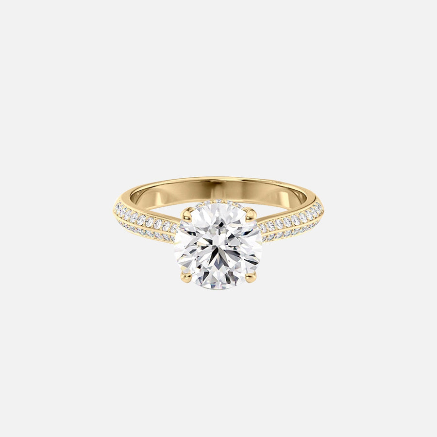 The Kayla Round Moissanite Ring 14k Yellow Gold 001
