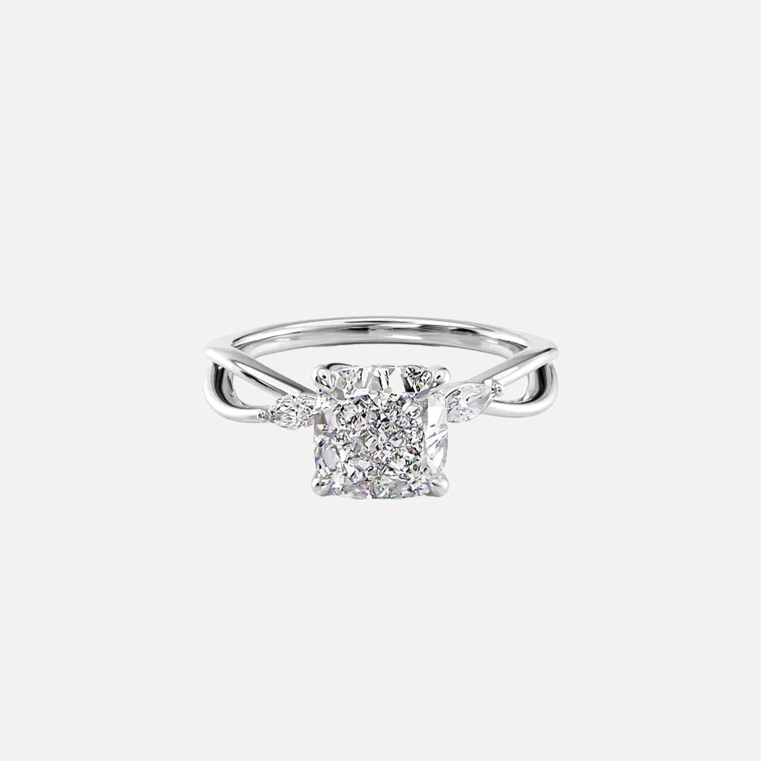  The Kelsey Cushion Moissanite Ring 14k White Gold 001