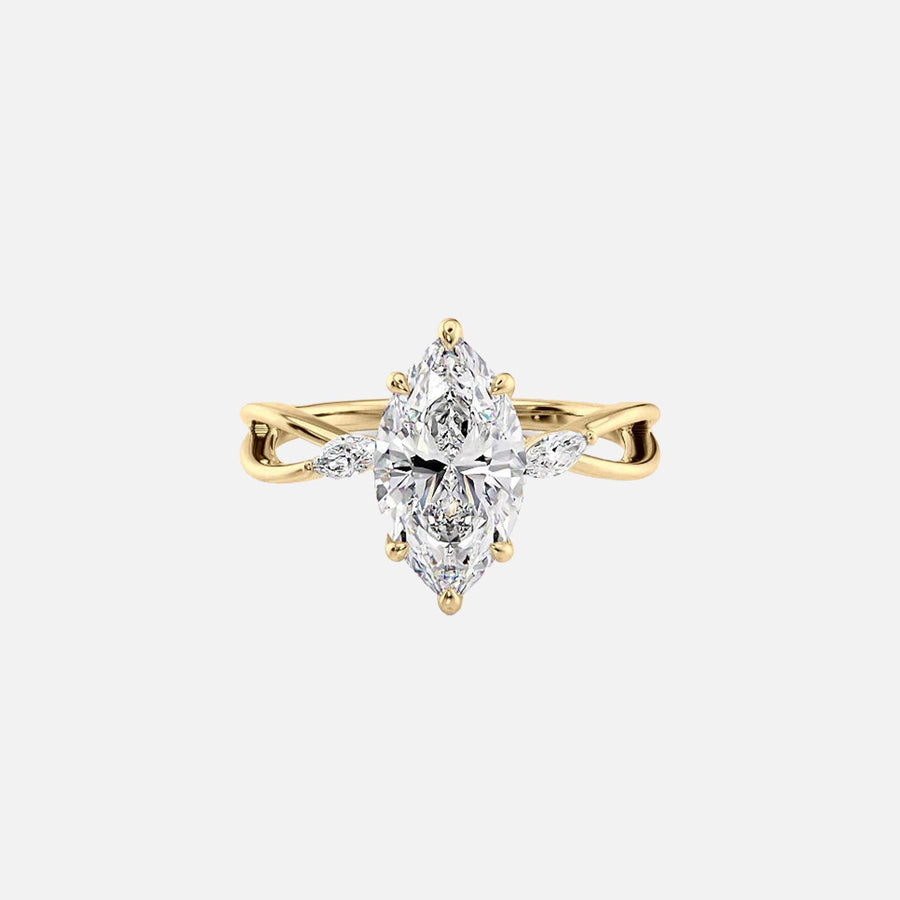 The Kelsey Marquise Moissanite Ring 14k Yellow Gold 001
