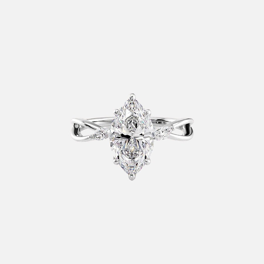  The Kelsey Marquise Moissanite Ring 18k White Gold 001