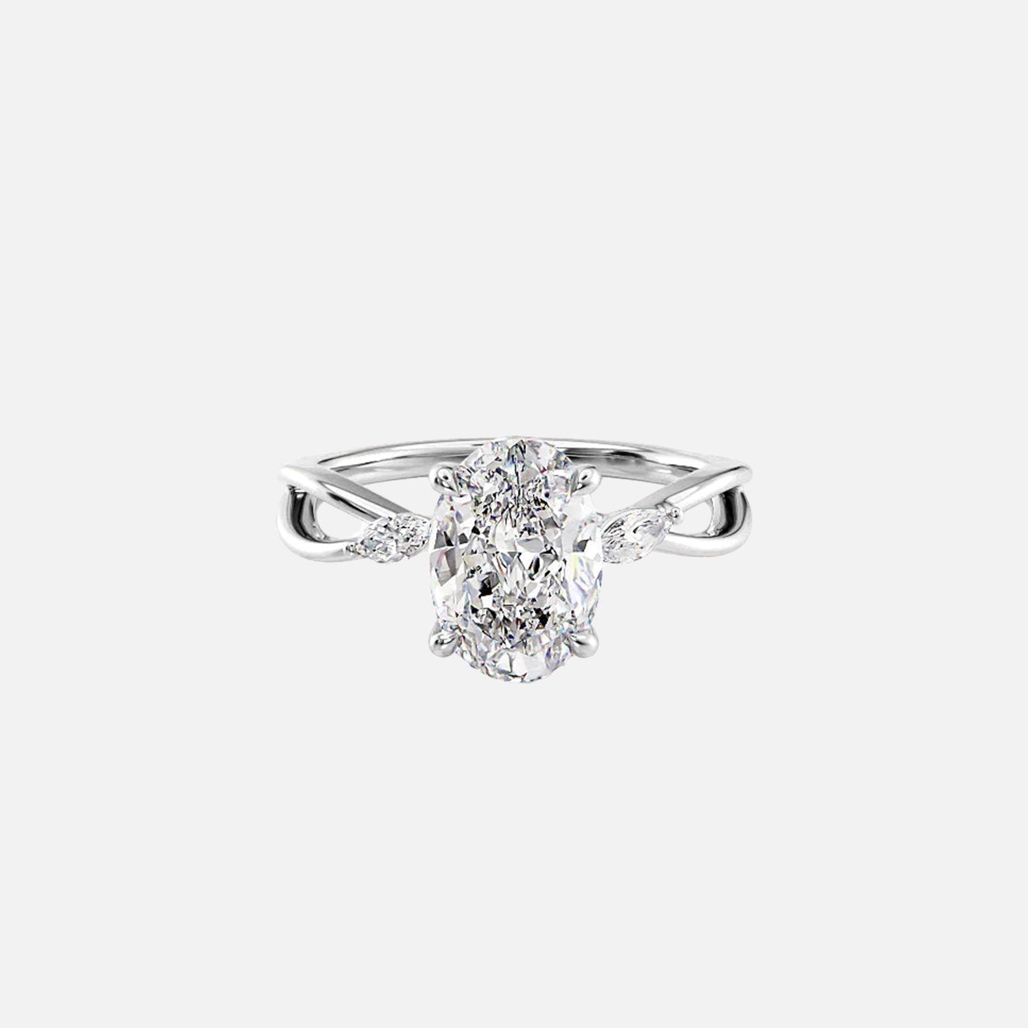  The Kelsey Oval Lab Diamond Ring 14k White Gold 001