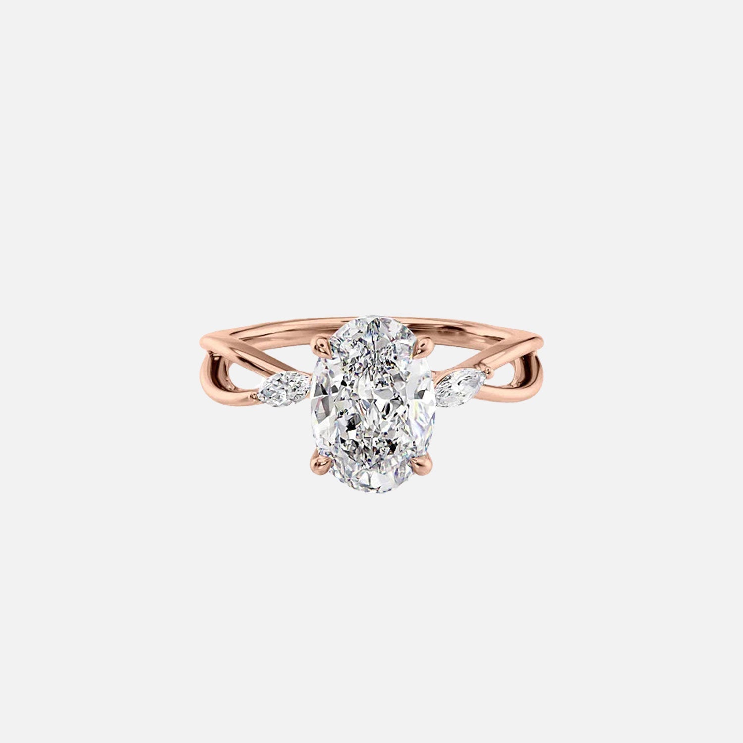  The Kelsey Oval Moissanite Ring 14k Rose Gold 001