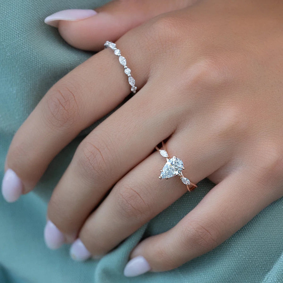 The Kelsey Pear Lab Diamond Ring 14k Rose Gold 003