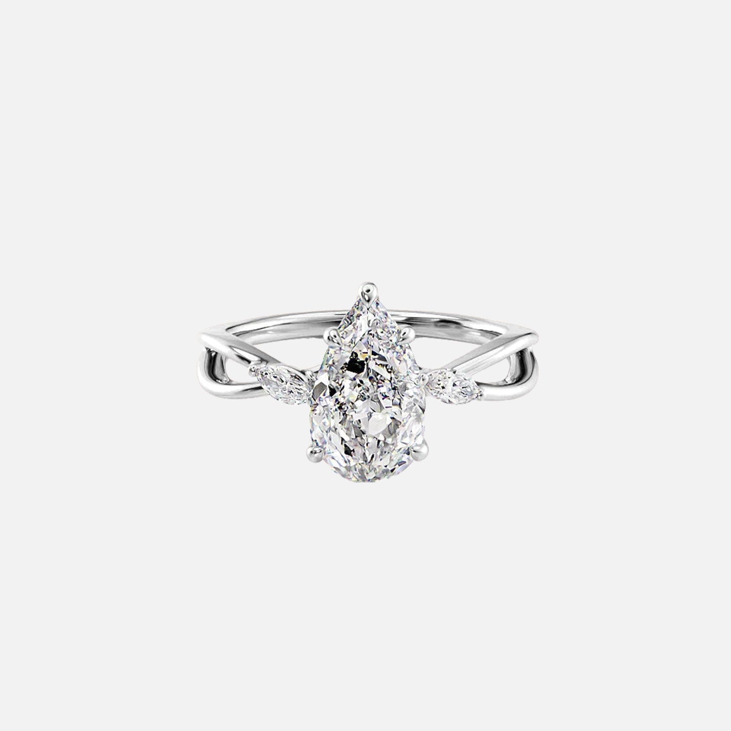  The Kelsey Pear Lab Diamond Ring 14k White Gold 001