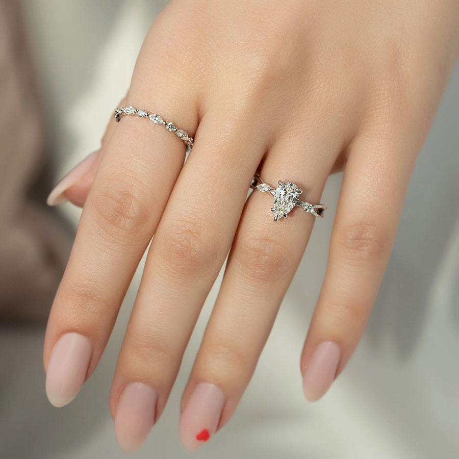  The Kelsey Pear Lab Diamond Ring 14k White Gold 004 Final