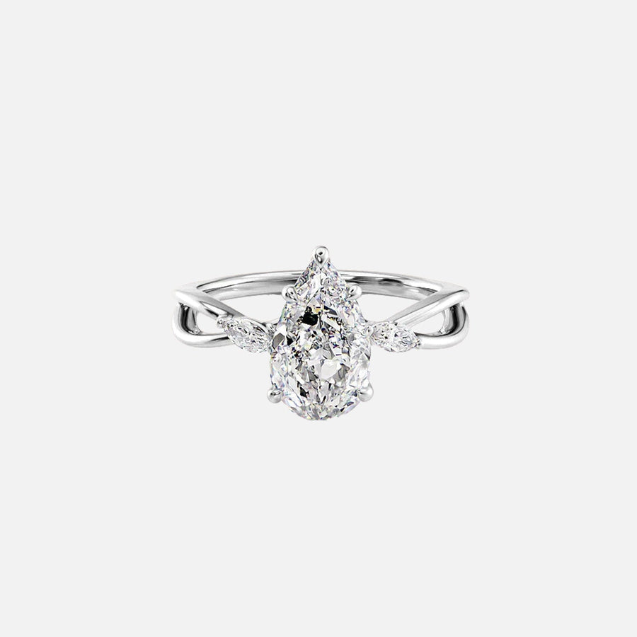  The Kelsey Pear Lab Diamond Ring 18k White Gold 001