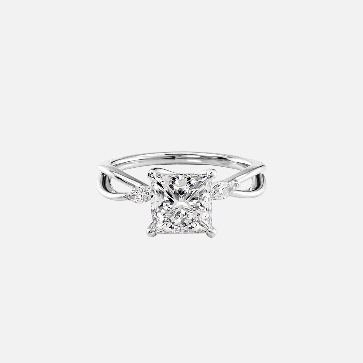  The Kelsey Princess Moissanite Ring 14k White Gold 001