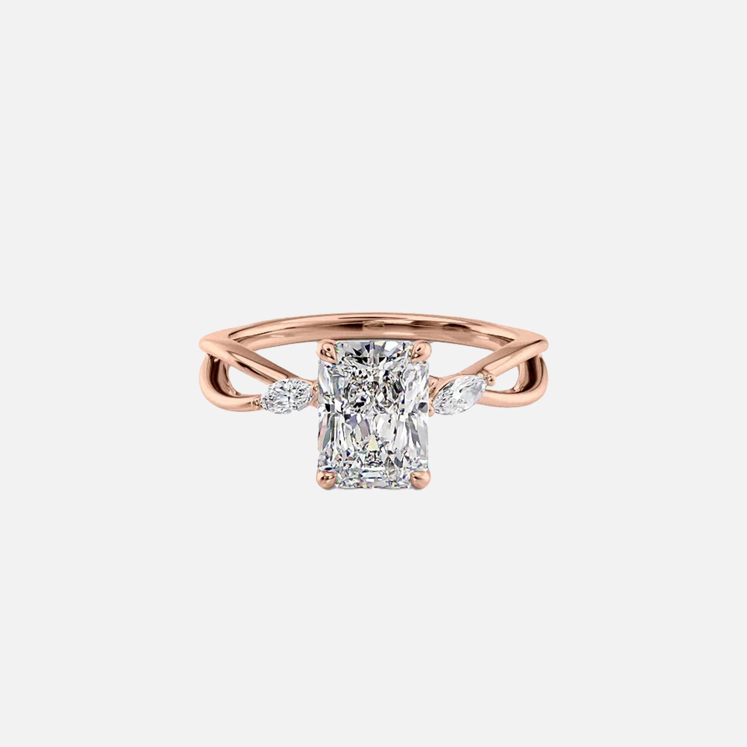  The Kelsey Radiant Moissanite Ring 14k Rose Gold 001