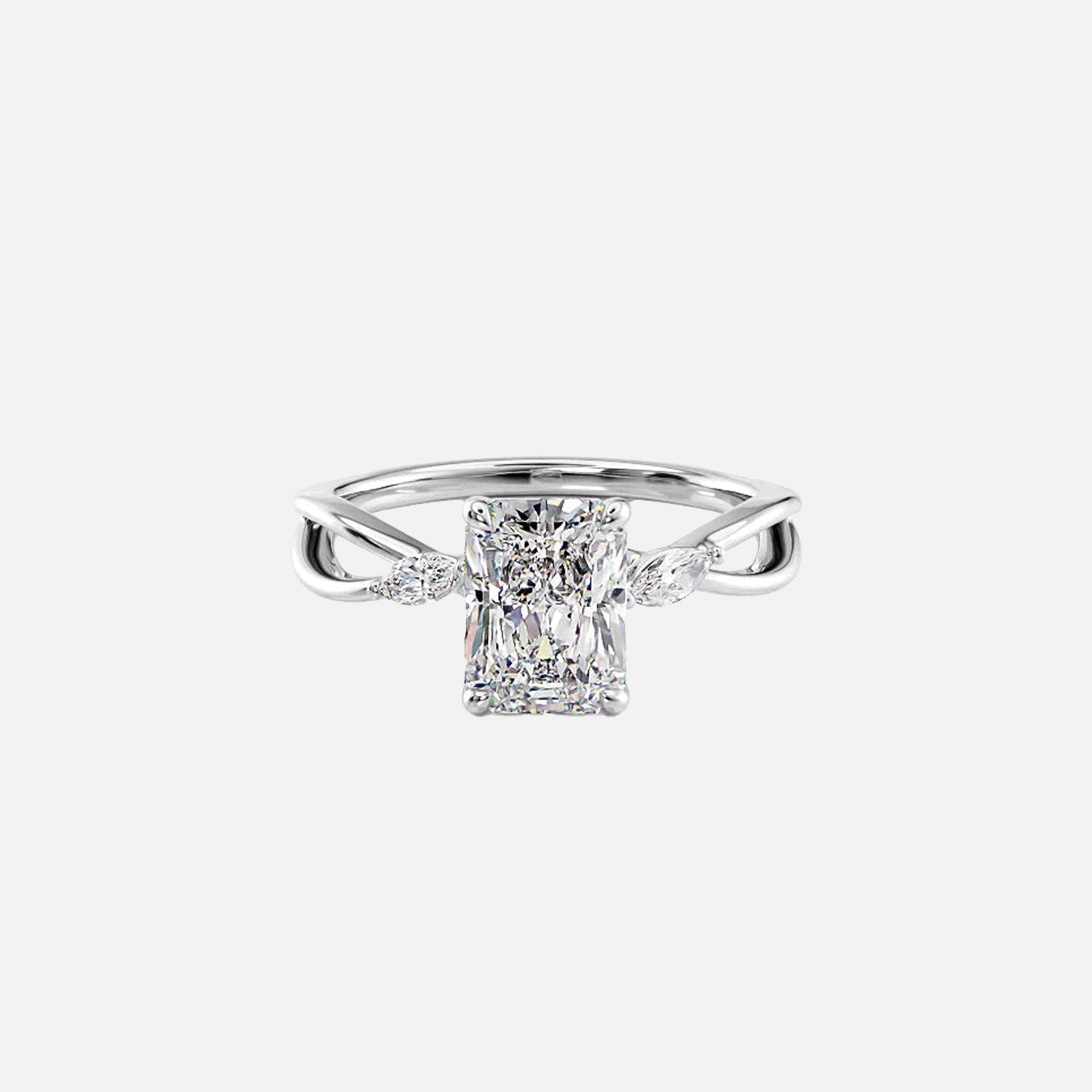  The Kelsey Radiant Moissanite Ring 14k White Gold 001