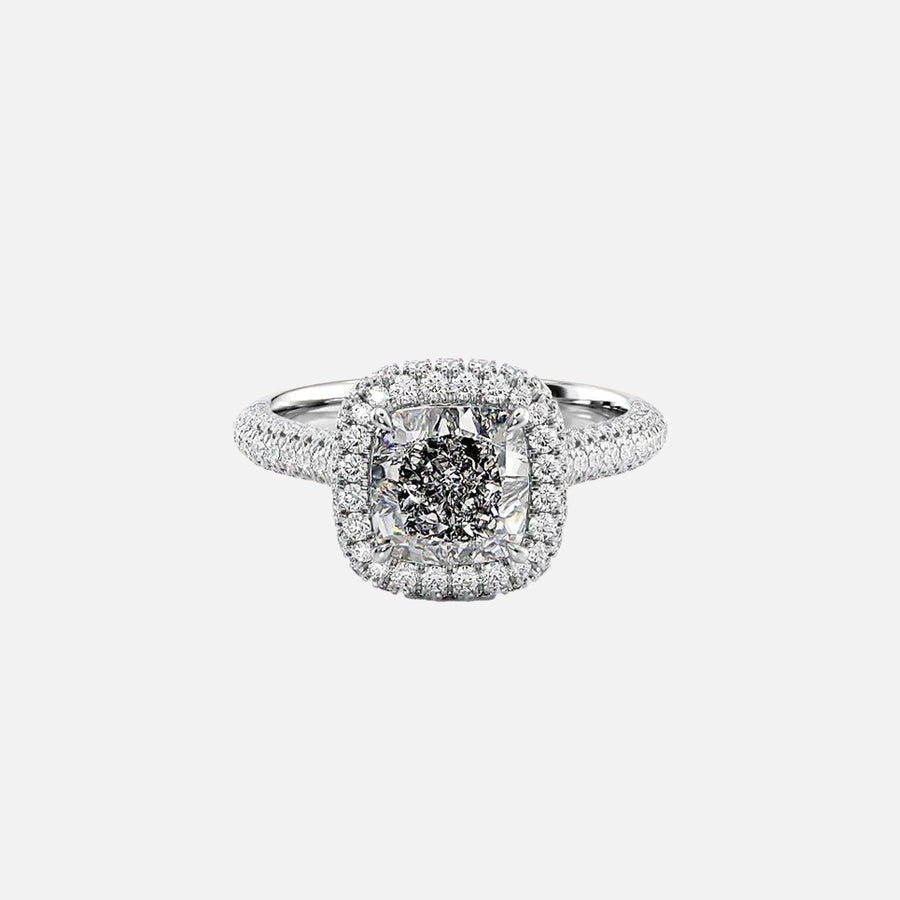  The Kylie Cushion Lab Diamond Ring 18k White Gold 001