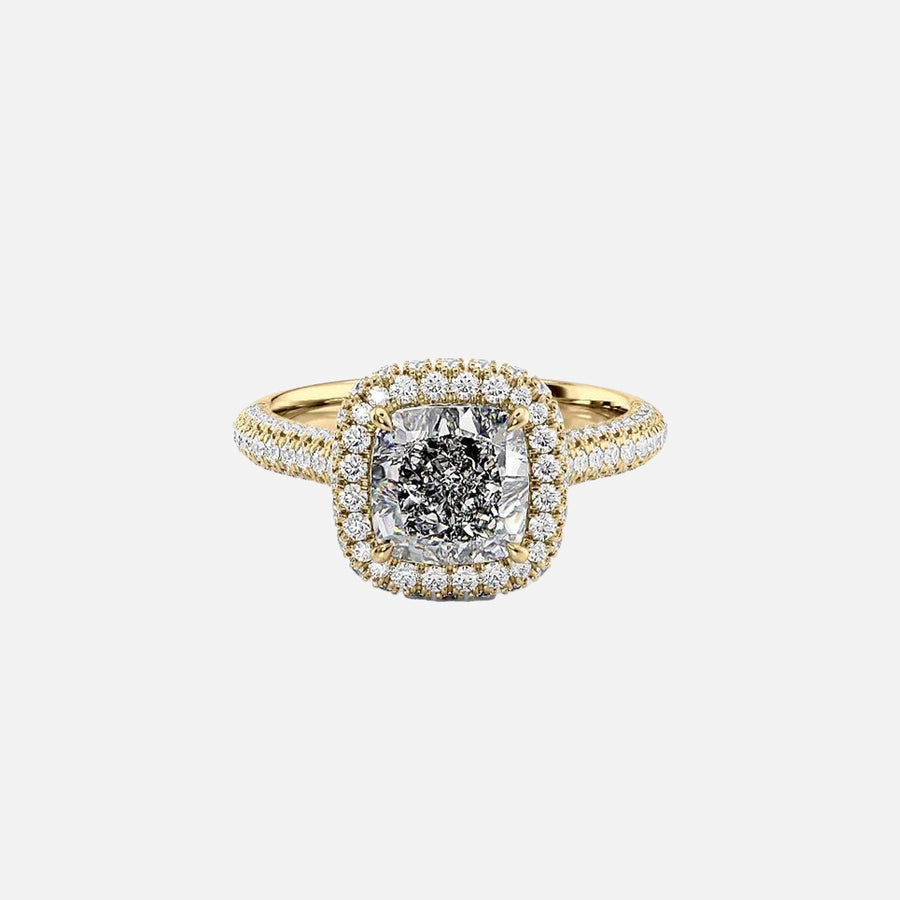  The Kylie Cushion Moissanite Ring 18k Yellow Gold 001