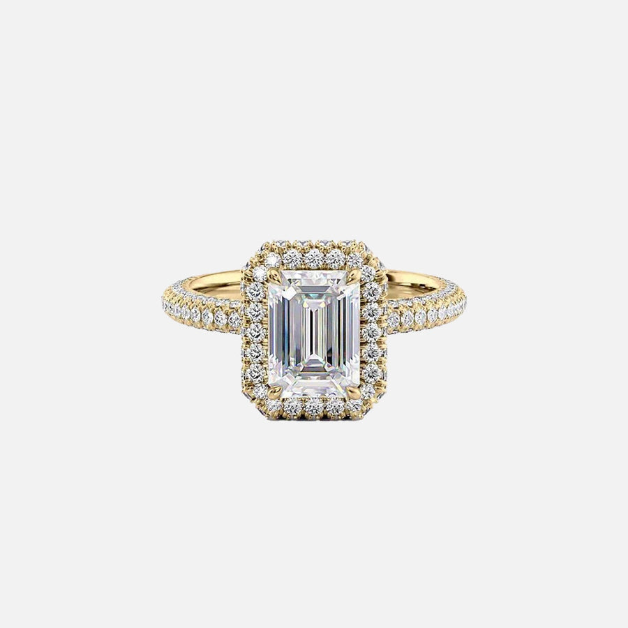  The Kylie Emerald Moissanite Ring 18k Yellow Gold 001