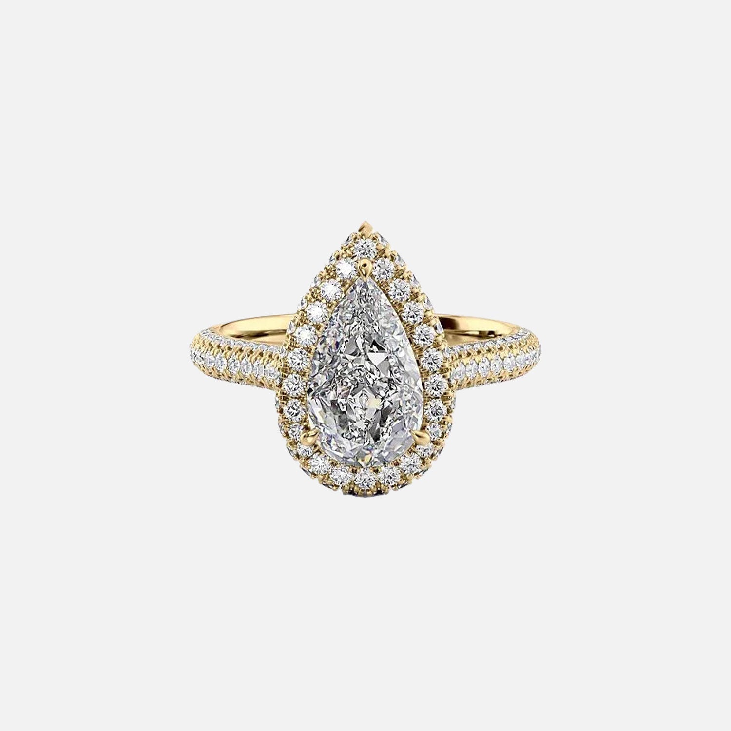 The Kylie Pear Lab Diamond Ring 14k Yellow Gold 001