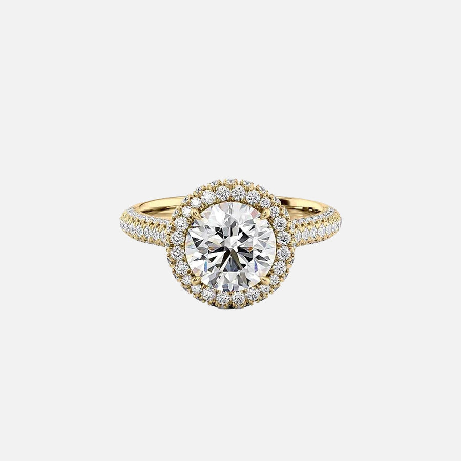 The Kylie Round Moissanite Ring 14k Yellow Gold 001