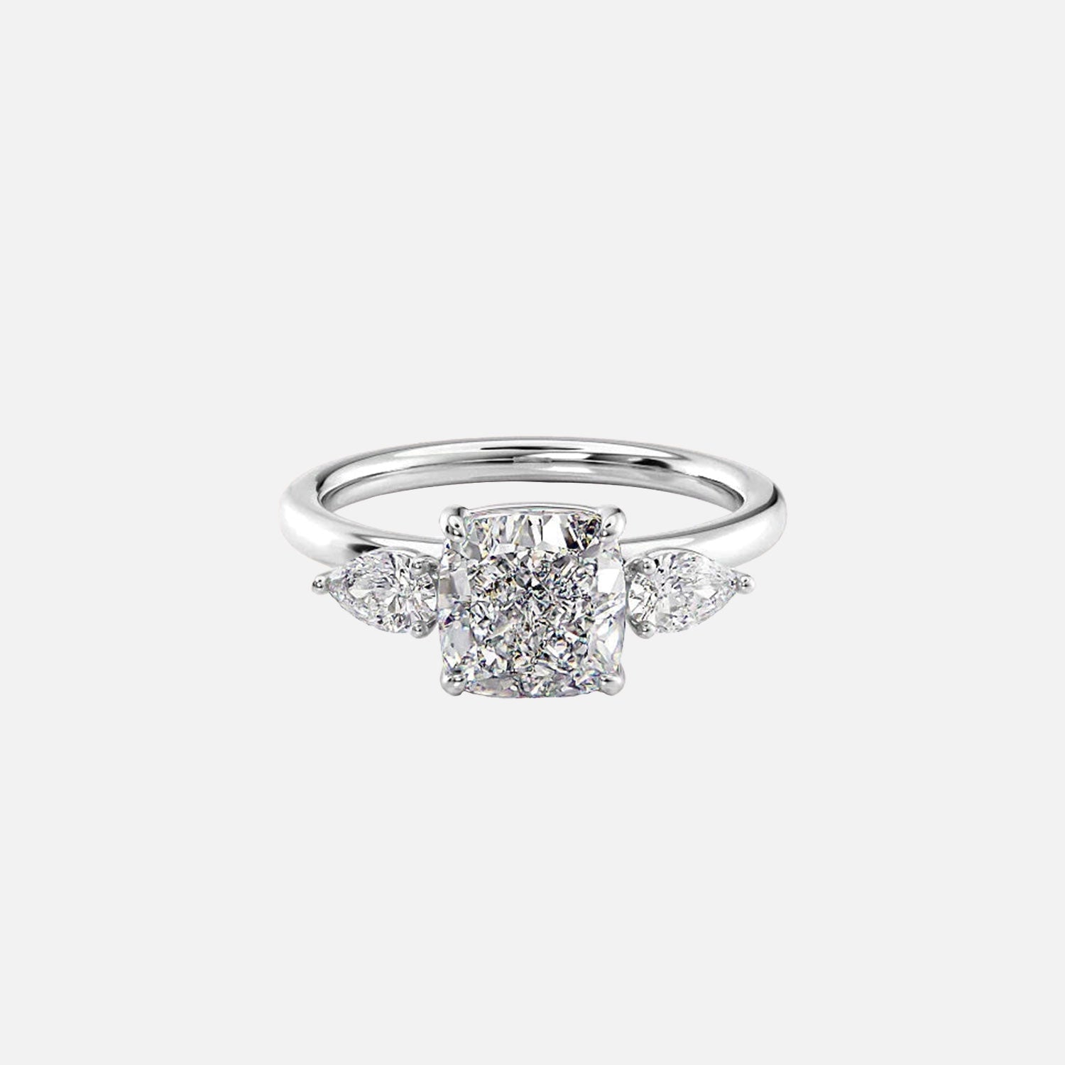  The Lauren Cushion Moissanite Ring 14k White Gold 001