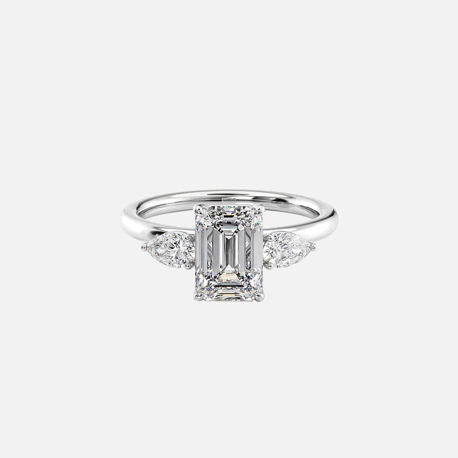  The Lauren Emerald Moissanite Ring 14k White Gold 001