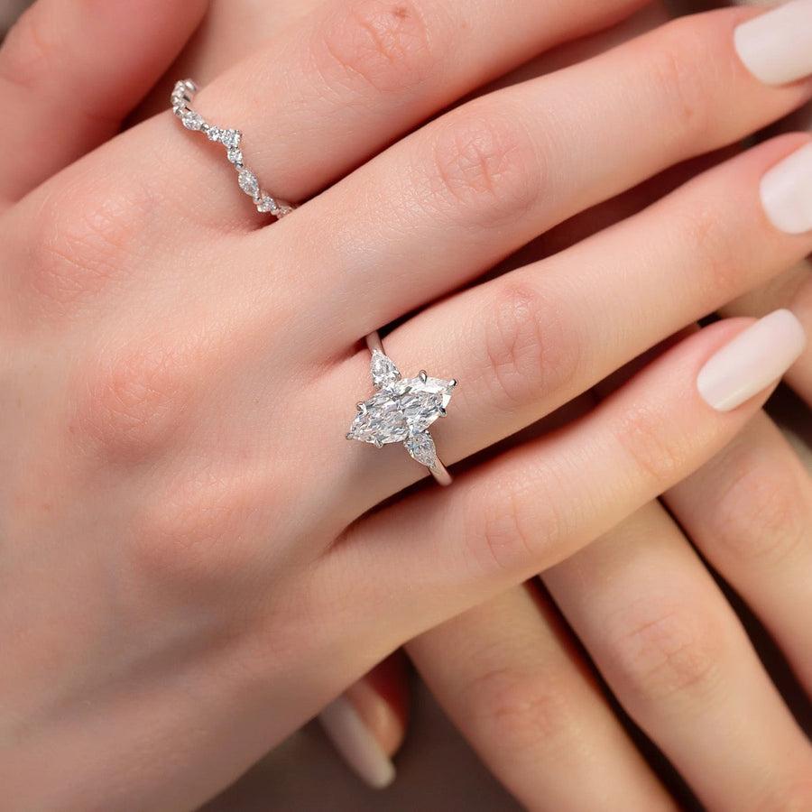  The Lauren Marquise Moissanite Ring 18k White Gold 003