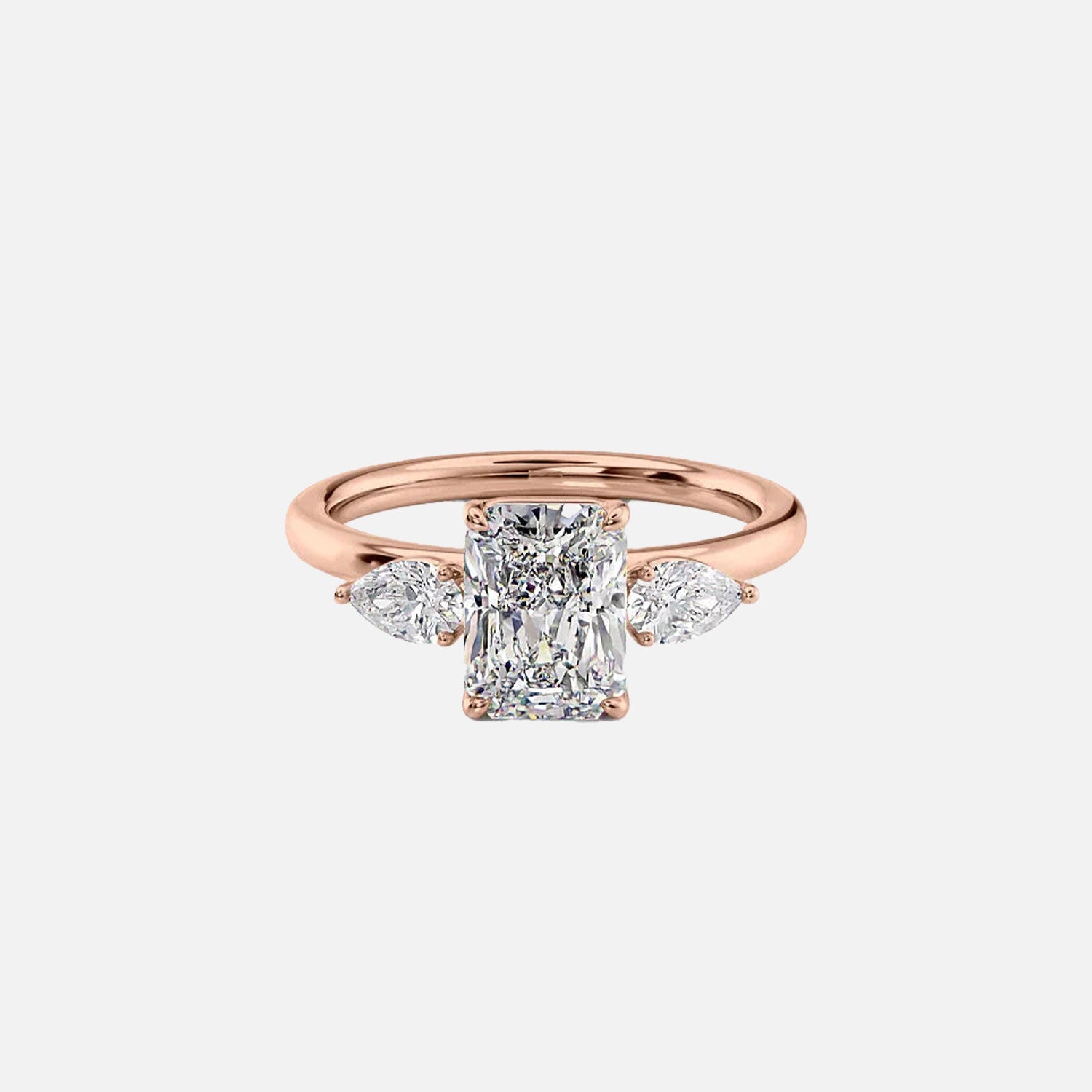  The Lauren Radiant Moissanite Ring 14k Rose Gold 001