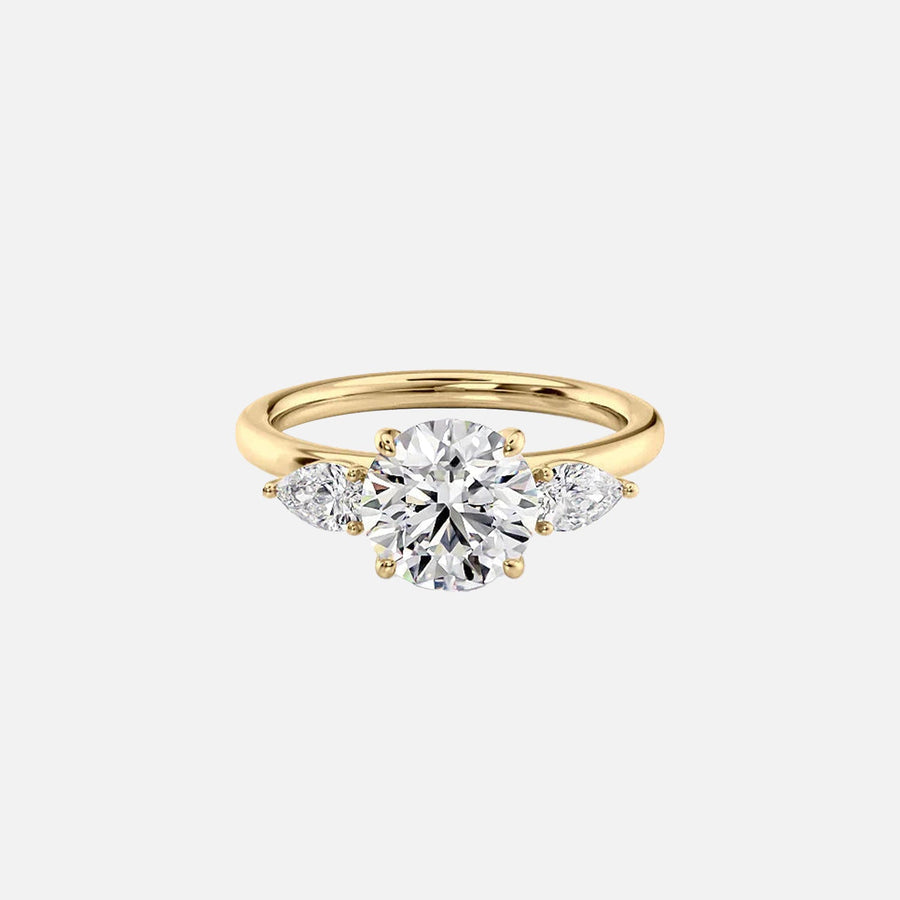 The Lauren Round Moissanite Ring 14k Yellow Gold 001