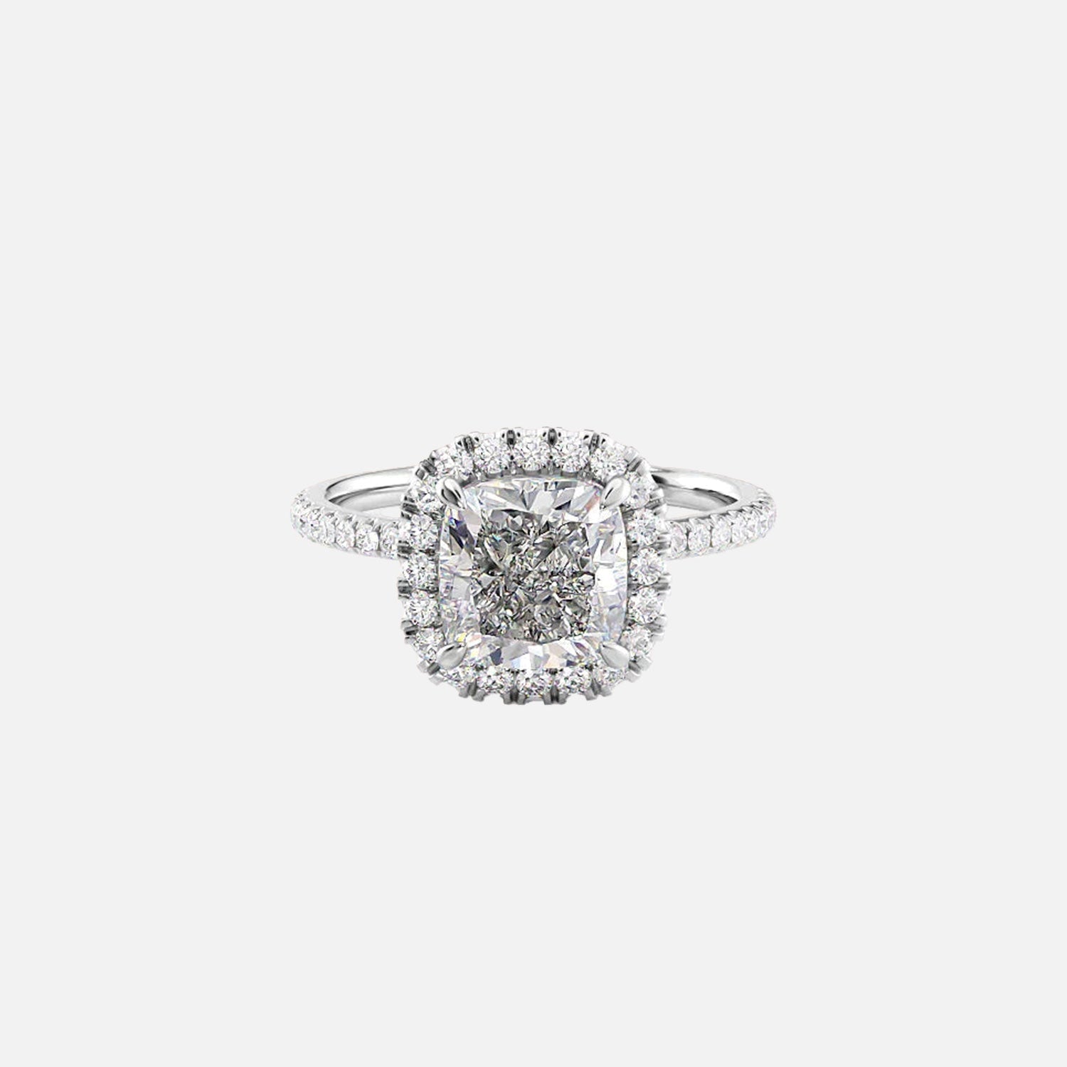  The Lenny Cushion Moissanite Ring 14k White Gold 001