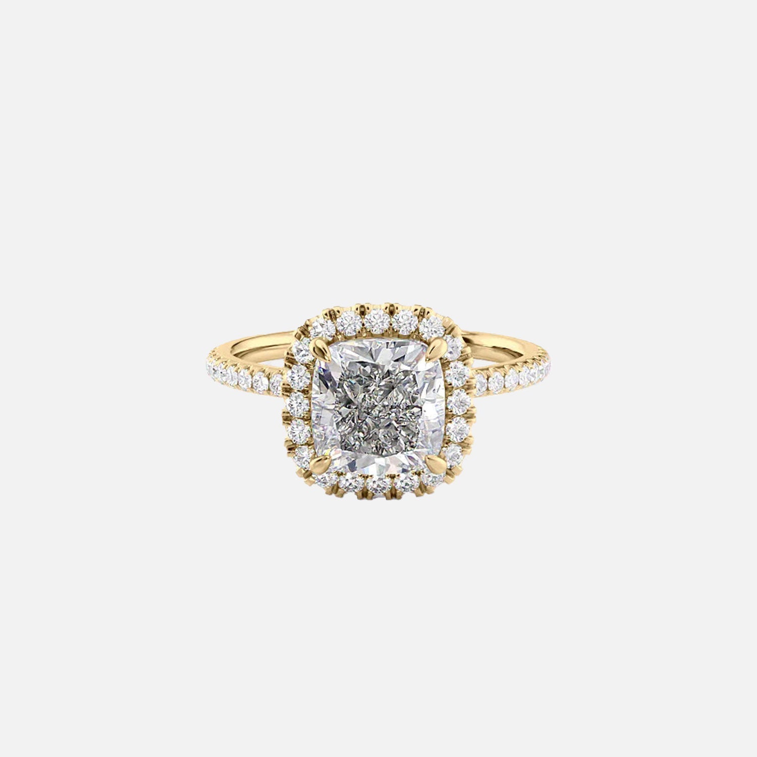 The Lenny Cushion Moissanite Ring 14k Yellow Gold 001