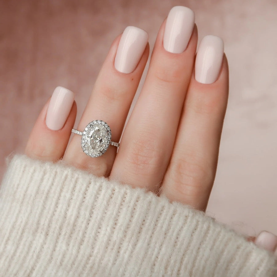  The Lenny Oval Moissanite Ring 14k White Gold 003