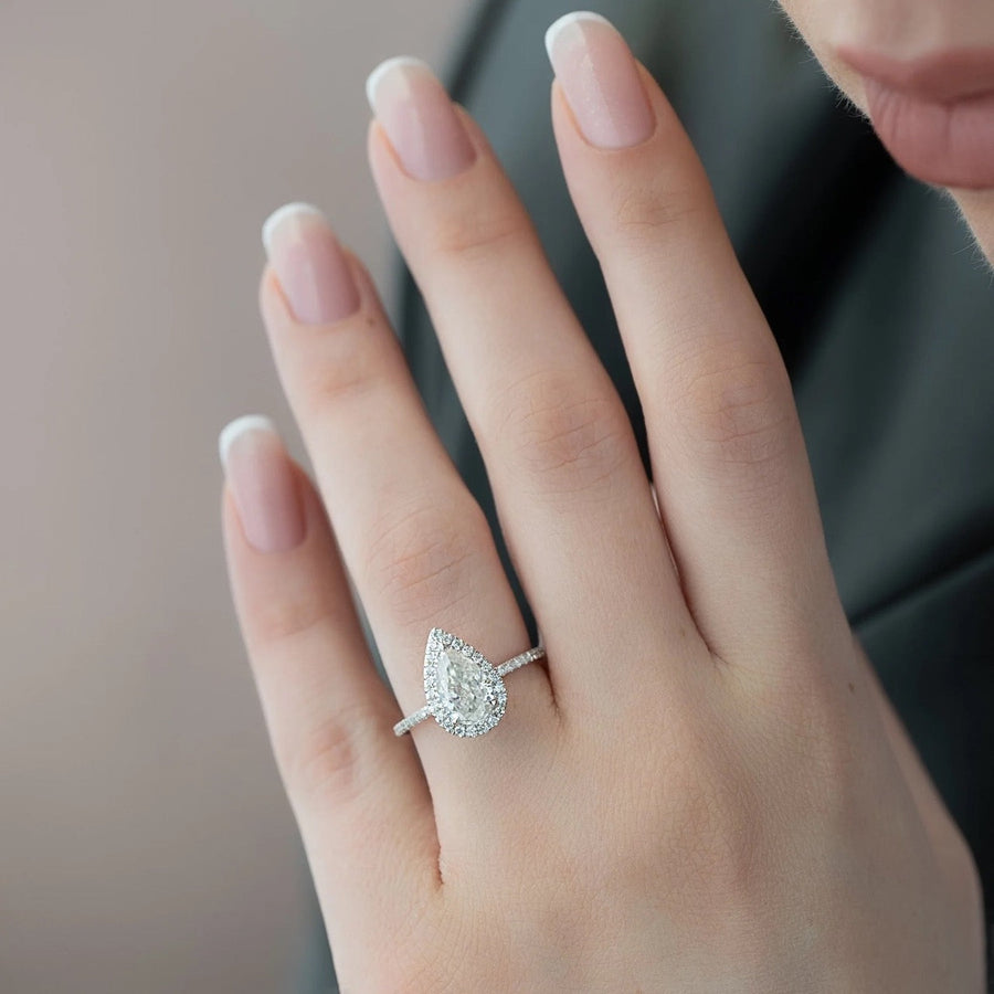  The Lenny Pear Lab Diamond Ring 14k White Gold 003