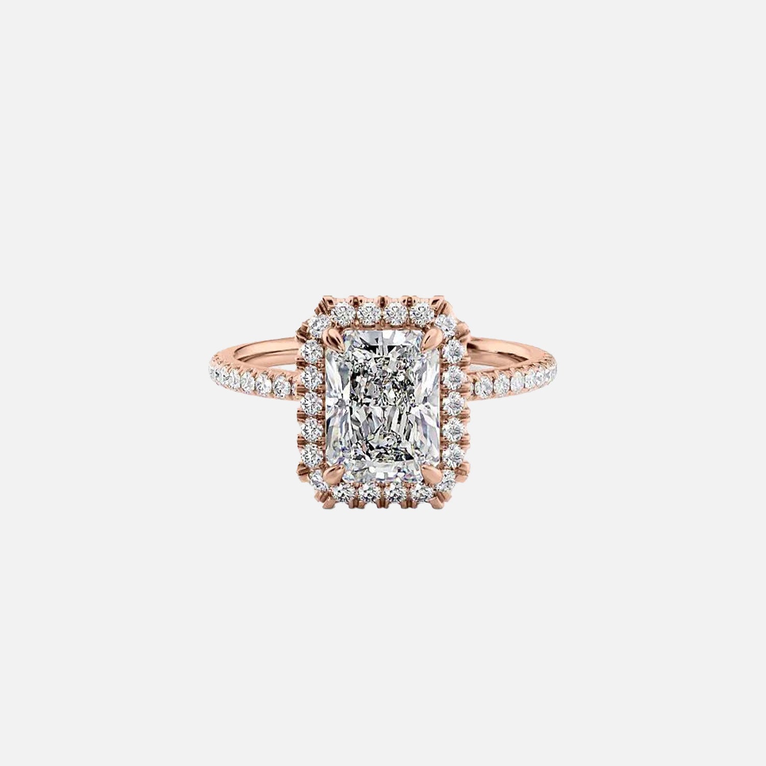  The Lenny Radiant Moissanite Ring 14k Rose Gold 001