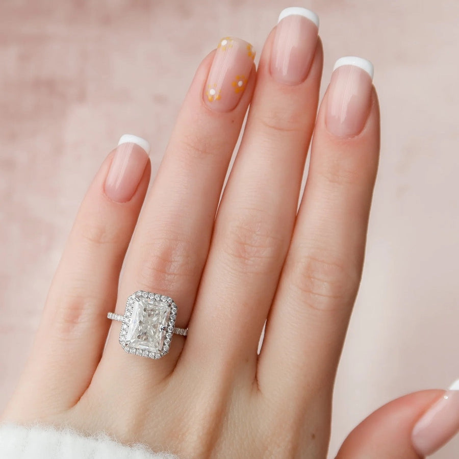  The Lenny Radiant Moissanite Ring 14k White Gold 003