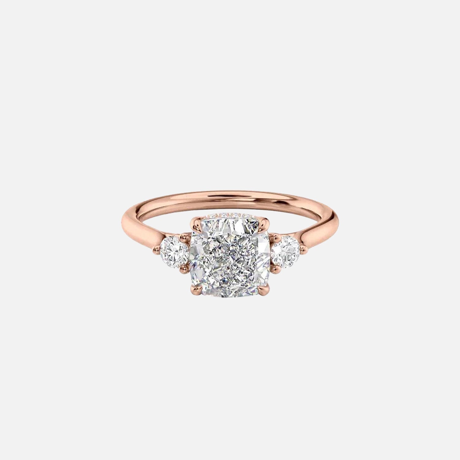  The Lia Cushion Moissanite Ring 14k Rose Gold 001