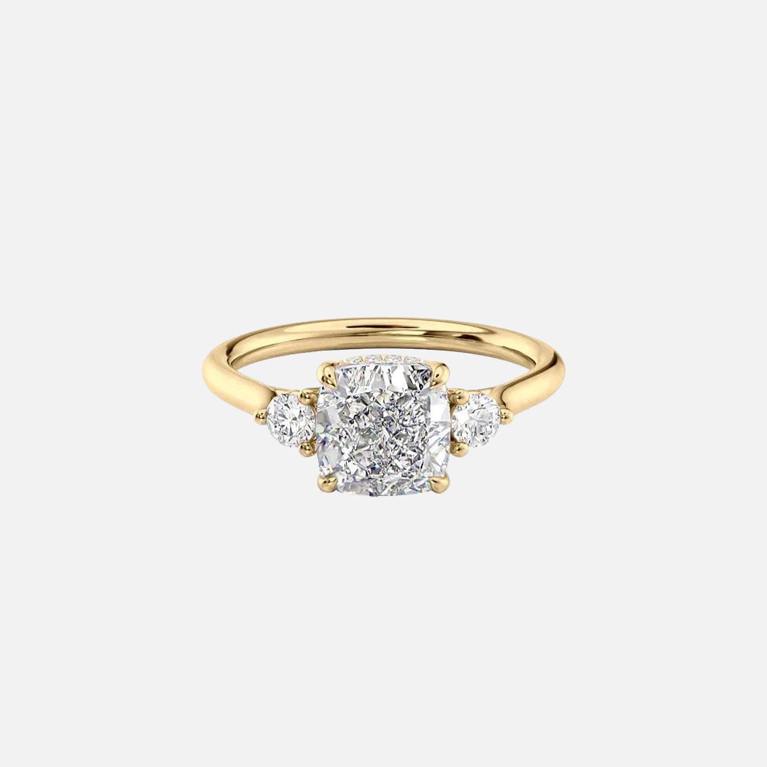 The Lia Cushion Moissanite Ring 14k Yellow Gold 001