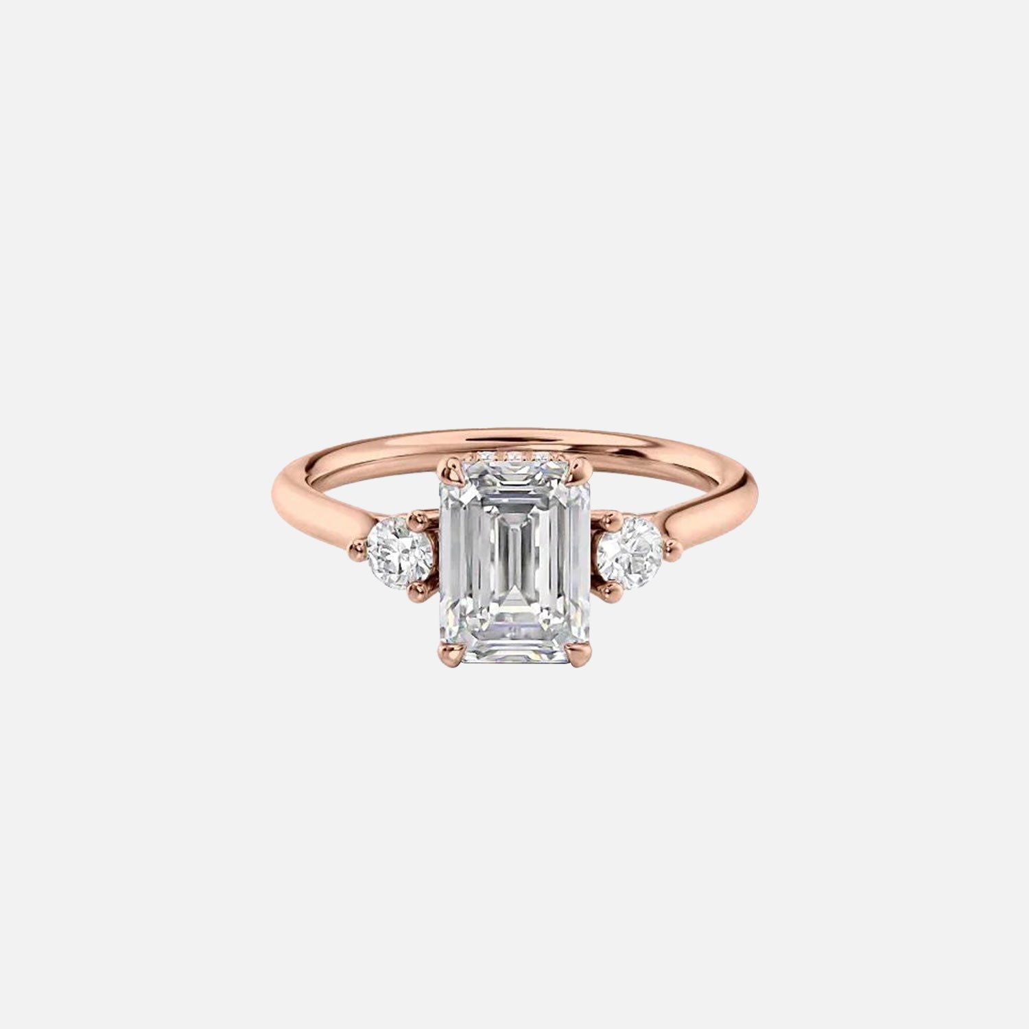  The Lia Emerald Lab Diamond Ring 14k Rose Gold 001
