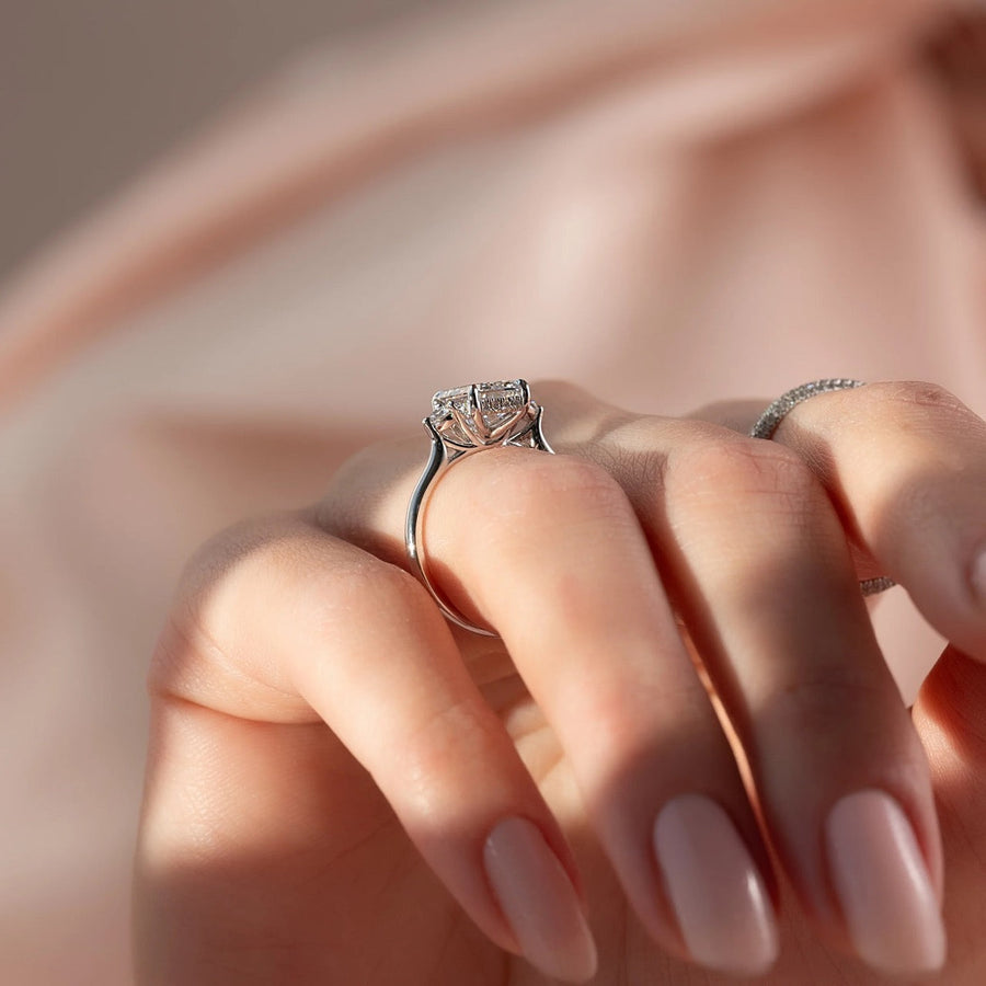  The Lia Emerald Lab Diamond Ring 14k White Gold 004 Final