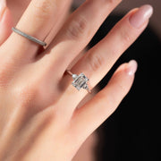  The Lia Emerald Moissanite Ring 14k White Gold 003