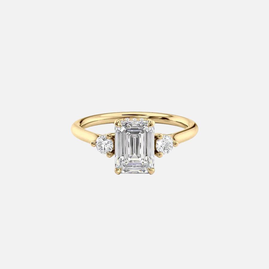 The Lia Emerald Moissanite Ring 14k Yellow Gold 001