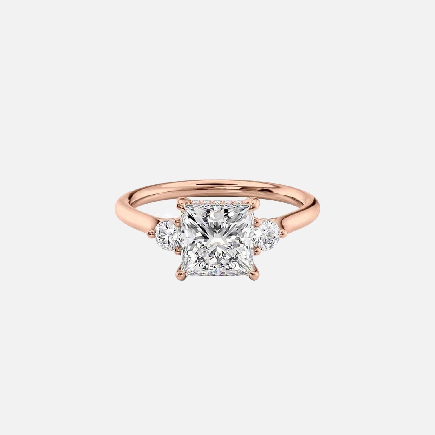  The Lia Princess Lab Diamond Ring 14k Rose Gold 001