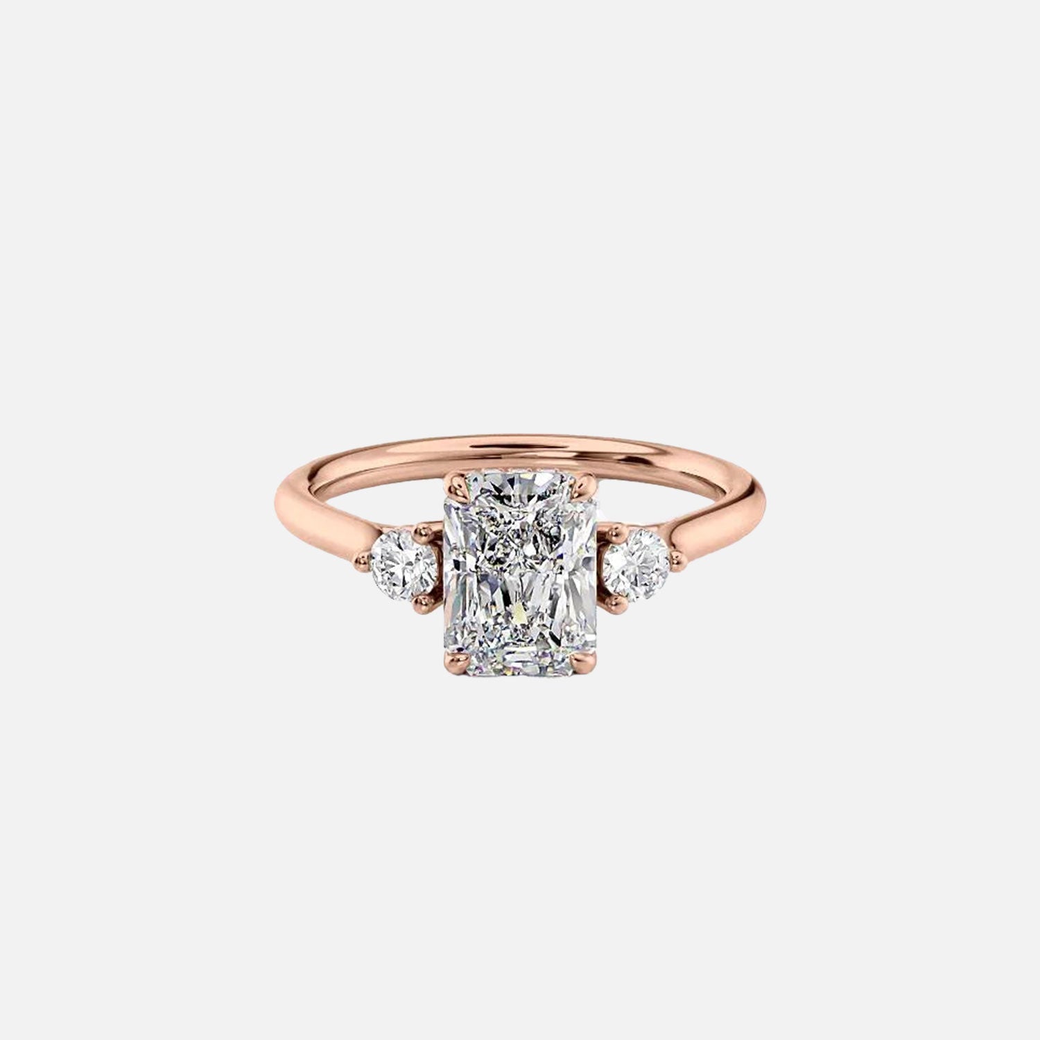  The Lia Radiant Moissanite Ring 14k Rose Gold 001