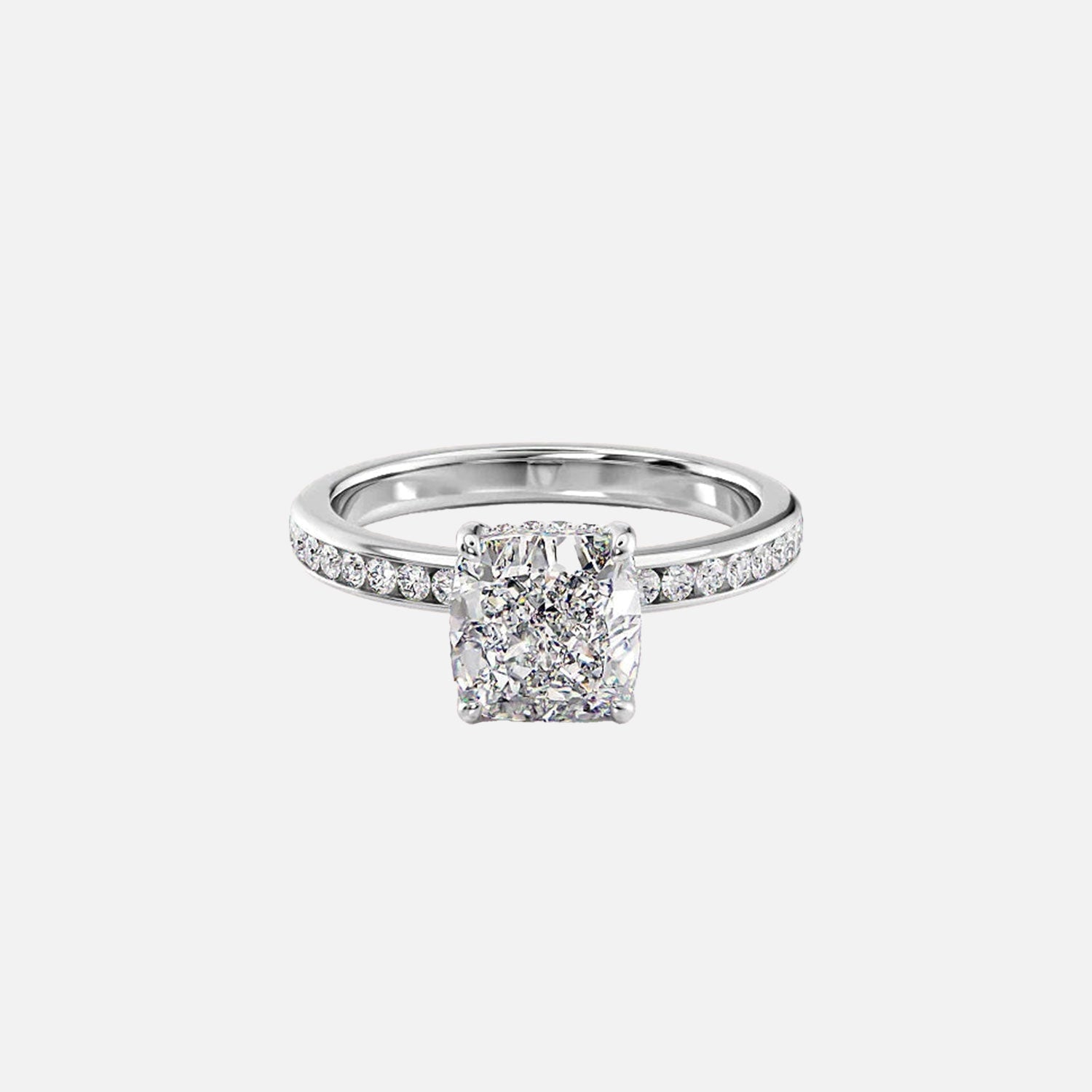  The Marilyn Cushion Moissanite Ring 14k White Gold 001