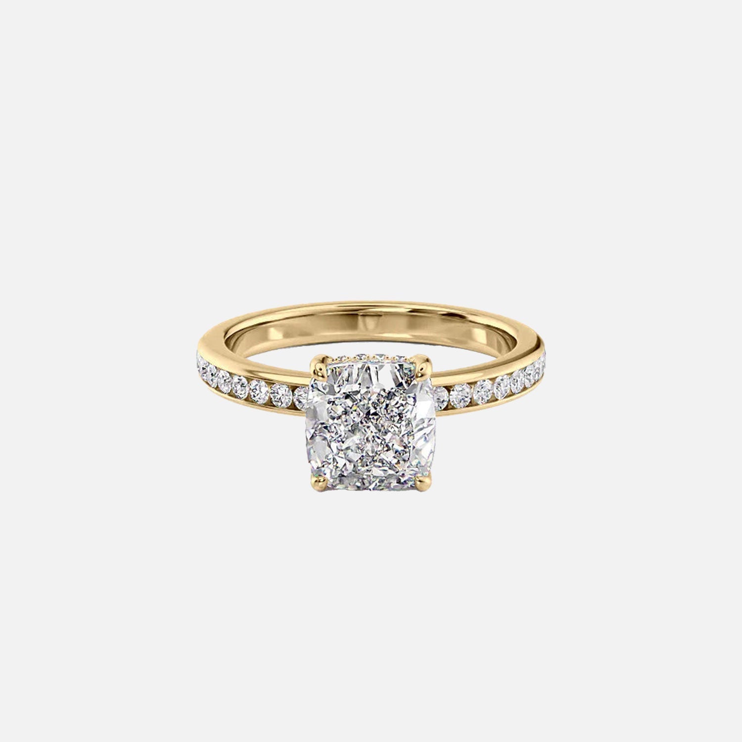 The Marilyn Cushion Moissanite Ring 14k Yellow Gold 001