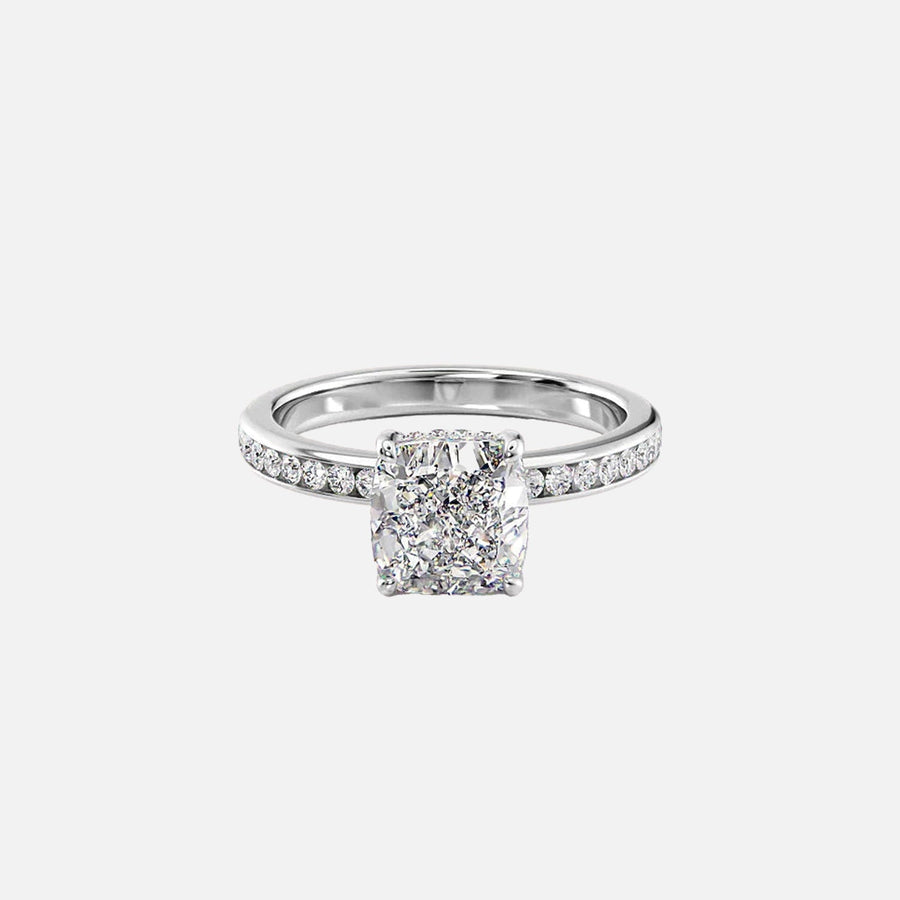 The Marilyn Cushion Moissanite Ring 18k White Gold 001