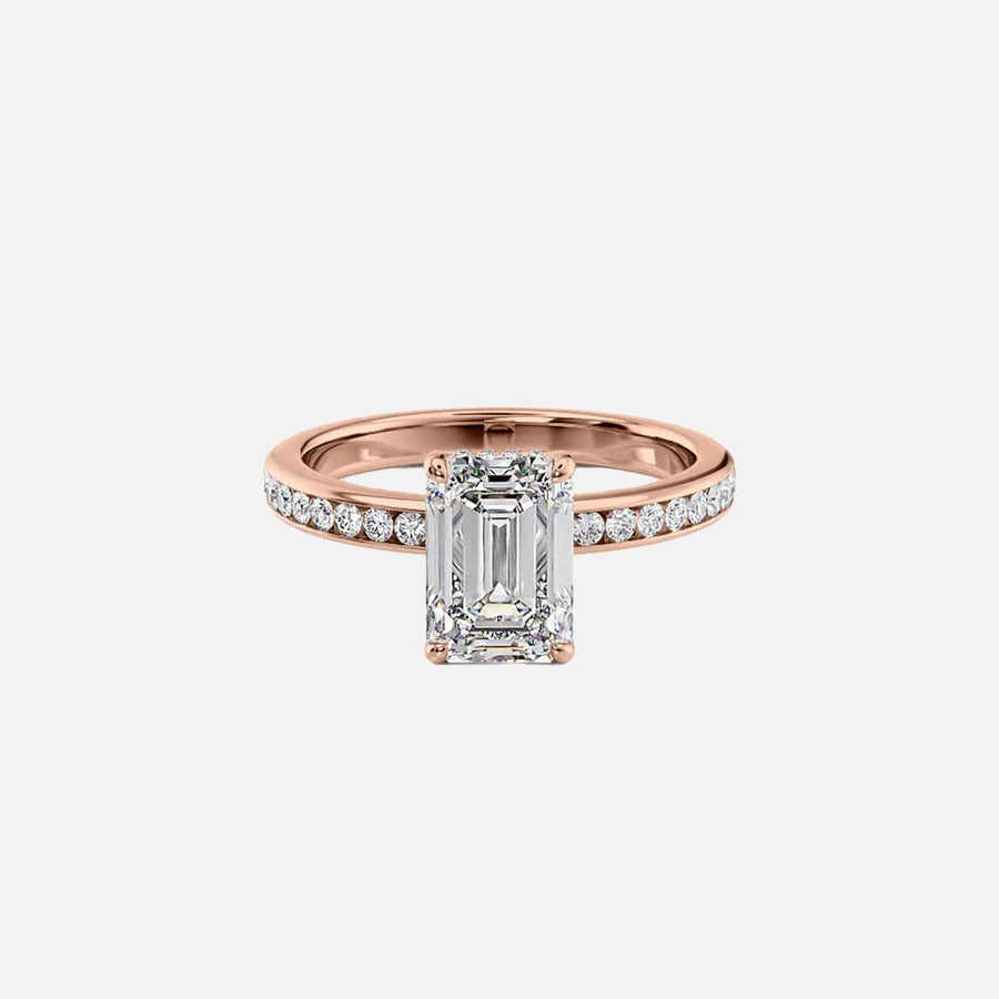  The Marilyn Emerald Moissanite Ring 14k Rose Gold 001