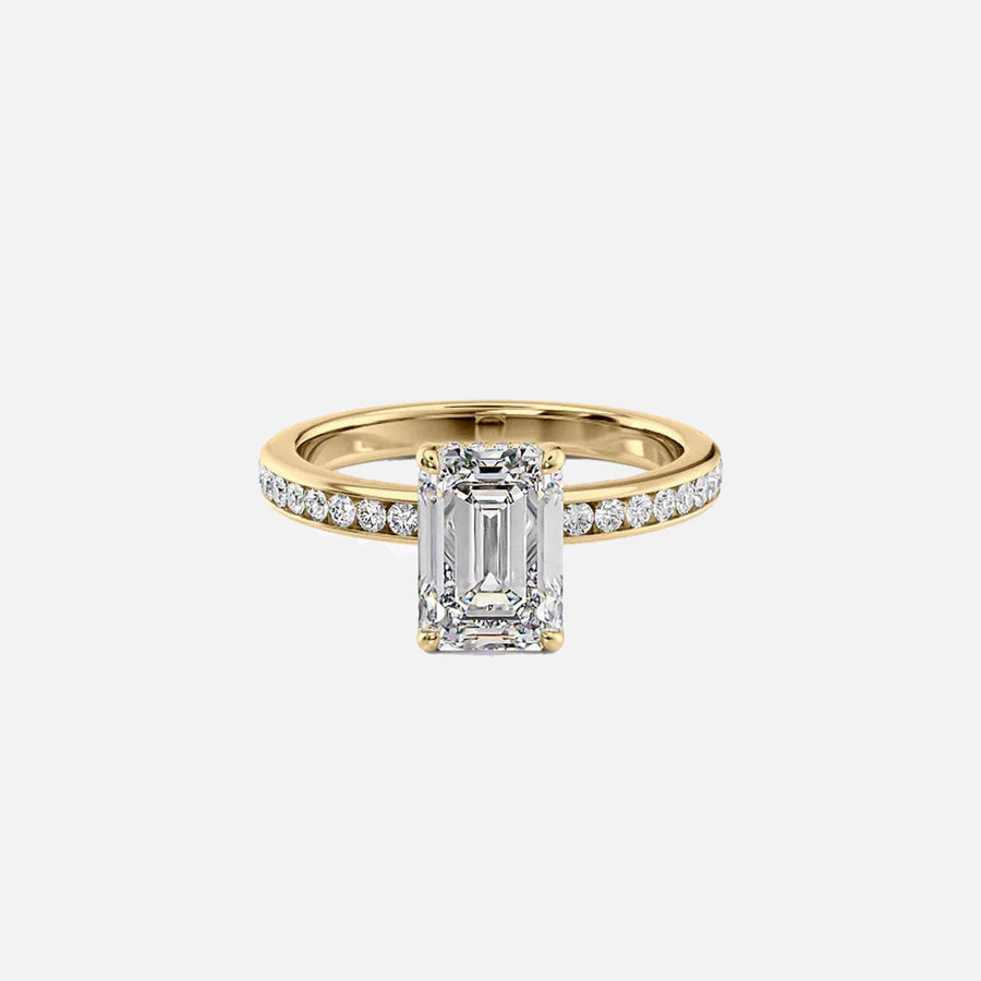 The Marilyn Emerald Moissanite Ring 14k Yellow Gold 001