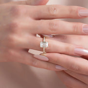 The Marilyn Emerald Moissanite Ring 14k Yellow Gold 004