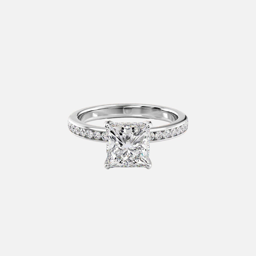  The Marilyn Princess Moissanite Ring 18k White Gold 001